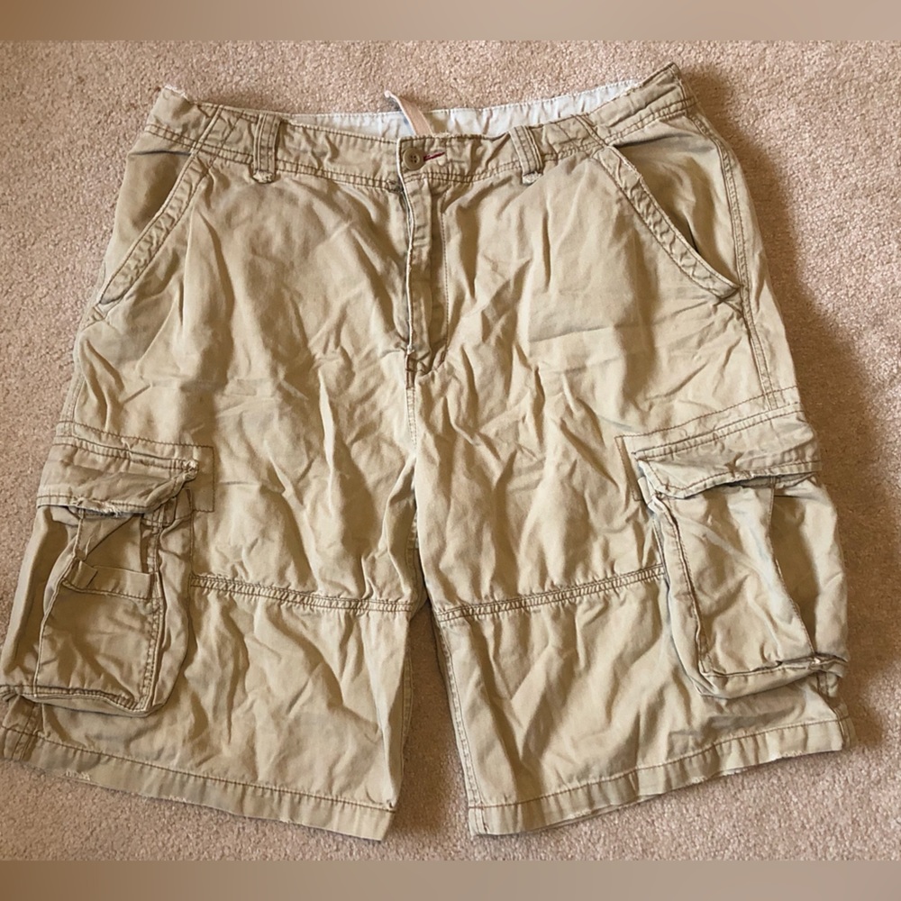 No Boundaries Cargo Shorts 100% Cotton Size 36 Khaki